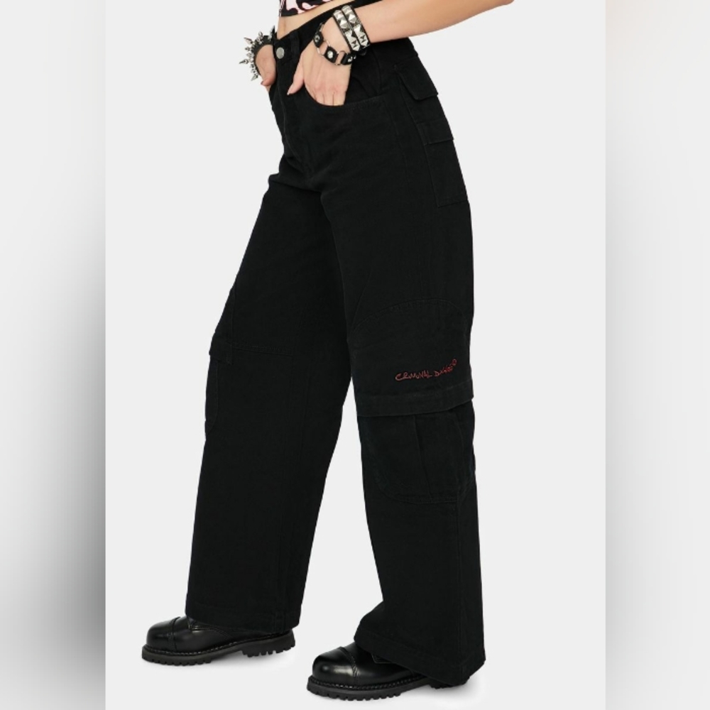 Criminal damage cargo pants button fly brand new